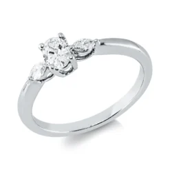 Ring aus 750 Gold Weißgold 3 Diamanten 0,38ct TW-VSI/SI B:4,9mm 4er-Krappe