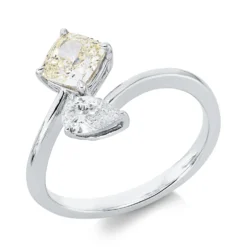 Ring aus 750 Gold Weißgold 2 Diamanten 1,29ct B:12,2mm