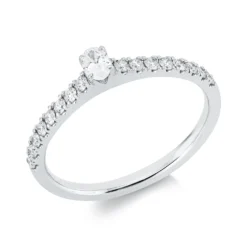 Ring aus 750 Gold Weißgold 17 Diamanten 0,34ct TW-SI B:3,7mm 4er-Krappe