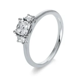 Ring aus 750 Gold Weißgold 3 Diamanten 0,79ct TW-VSI B:5,1mm 4er-Krappe