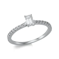 Ring aus 750 Gold Weißgold 23 Diamanten 0,53ct TW-SI B:5,3mm 4er-Krappe