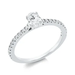 Ring aus 750 Gold Weißgold 23 Diamanten 0,54ct TW-SI B:5,8mm 4er-Krappe