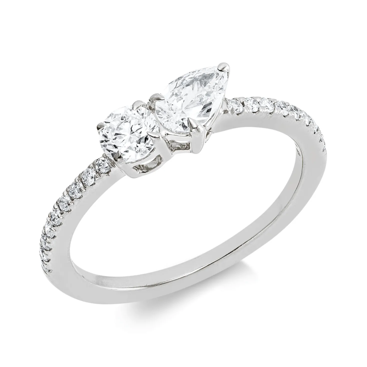 Ring aus 750 Gold Weißgold 20 Diamanten 0,65ct TW-SI B:4,6mm