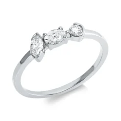 Ring aus 750 Gold Weißgold 3 Diamanten 0,35ct TW-SI B:5,1mm