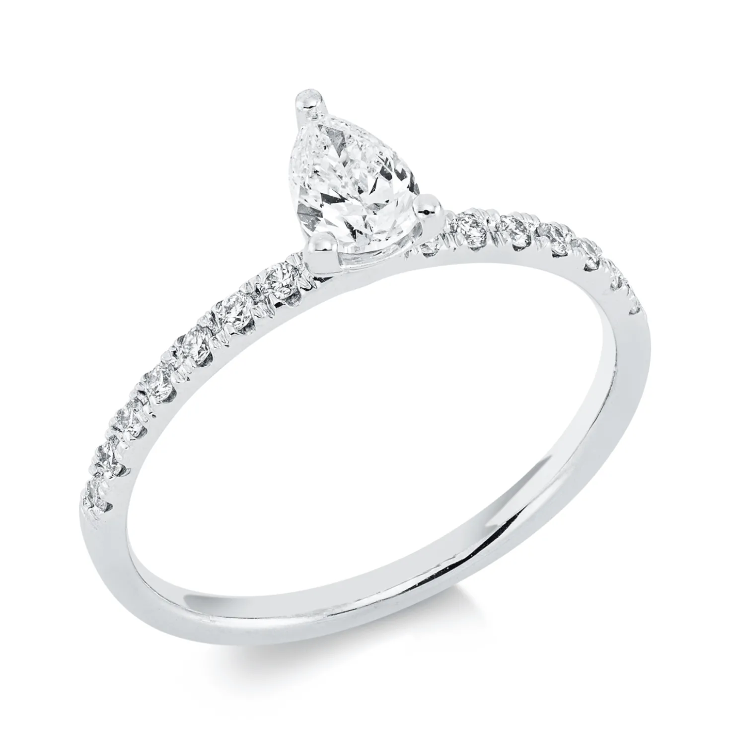 Ring aus 750 Gold Weißgold 15 Diamanten 0,47ct B:5,8mm
