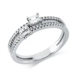 Ring aus 750 Gold Weißgold 42 Diamanten 0,46ct TW-SI B:5,7mm 4er-Krappe