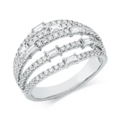 Ring aus 750 Gold Weißgold 110 Diamanten 1,13ct TW-SI B:12,9mm