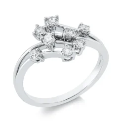 Ring aus 585 Gold Weißgold 8 Diamanten 0,36ct W-SI/PI B:11mm