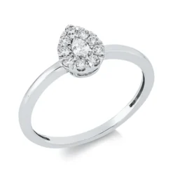 Ring aus 750 Gold Weißgold 10 Diamanten 0,19ct B:7,8mm