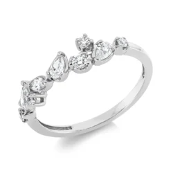 Ring aus 750 Gold Weißgold 9 Diamanten 0,35ct TW-SI B:5mm