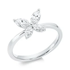 Ring aus 750 Gold Weißgold 4 Diamanten 0,6ct TW-SI B:8,7mm