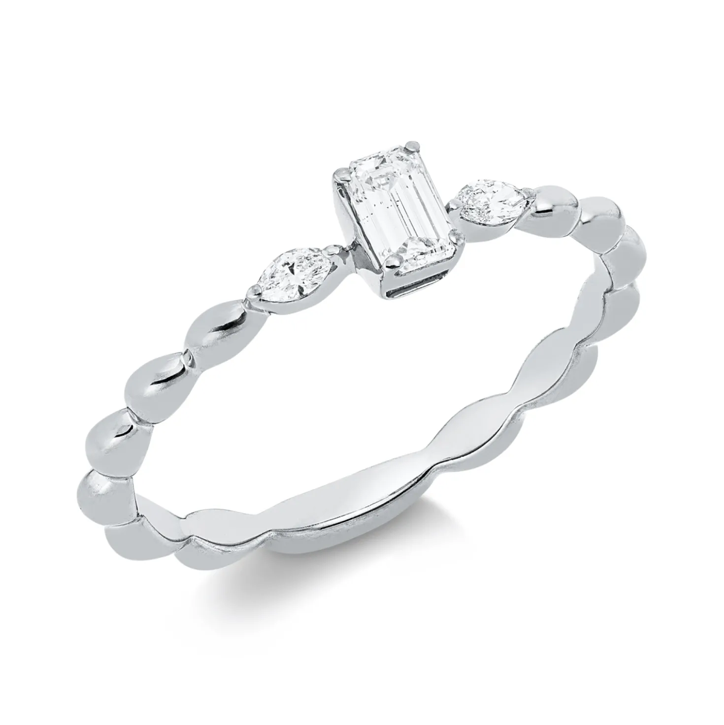 Ring aus 750 Gold Weißgold 3 Diamanten 0,29ct TW-SI B:4,2mm