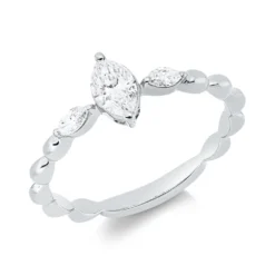 Ring aus 750 Gold Weißgold 3 Diamanten 0,43ct TW-SI B:7,3mm
