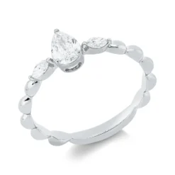 Ring aus 750 Gold Weißgold 3 Diamanten 0,42ct TW-SI B:6,4mm