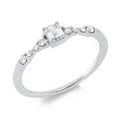 Ring aus 750 Gold Weißgold 9 Diamanten 0,33ct TW-SI B:4mm