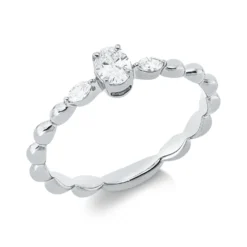 Ring aus 750 Gold Weißgold 3 Diamanten 0,26ct TW-SI B:4,6mm