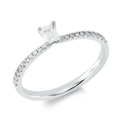 Ring aus 750 Gold Weißgold 21 Diamanten 0,29ct TW-SI B:4,4mm 4er-Krappe