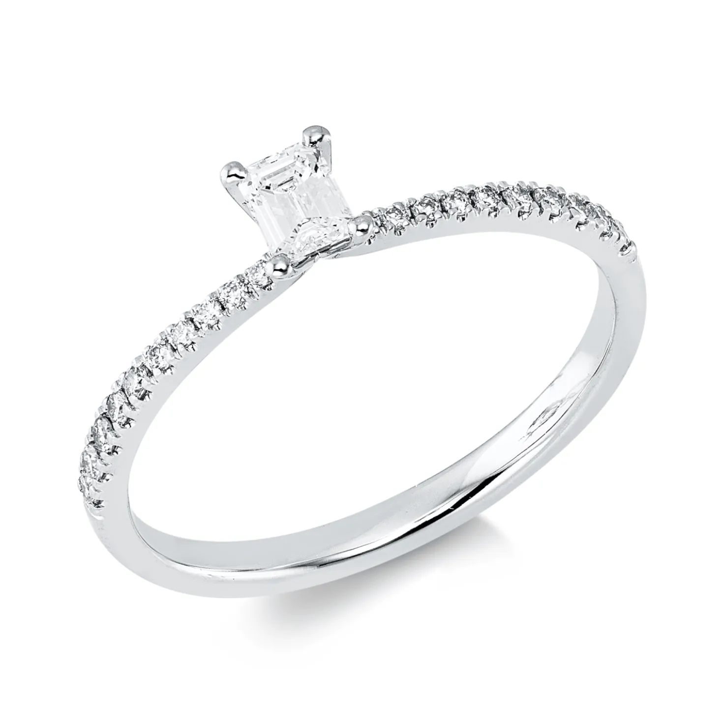 Ring aus 750 Gold Weißgold 21 Diamanten 0,29ct TW-SI B:4,4mm 4er-Krappe