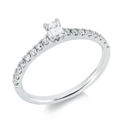 Ring aus 750 Gold Weißgold 17 Diamanten 0,45ct TW-SI B:4mm 4er-Krappe