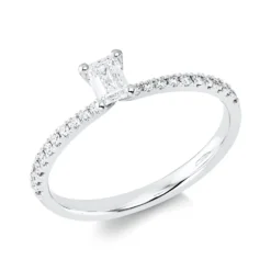 Ring aus 750 Gold Weißgold 21 Diamanten 0,41ct TW-SI B:4,8mm 4er-Krappe