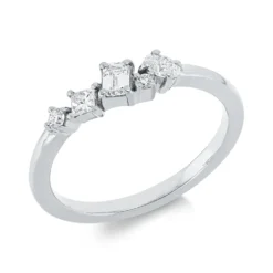 Ring aus 750 Gold Weißgold 5 Diamanten 0,33ct TW-SI B:4,6mm
