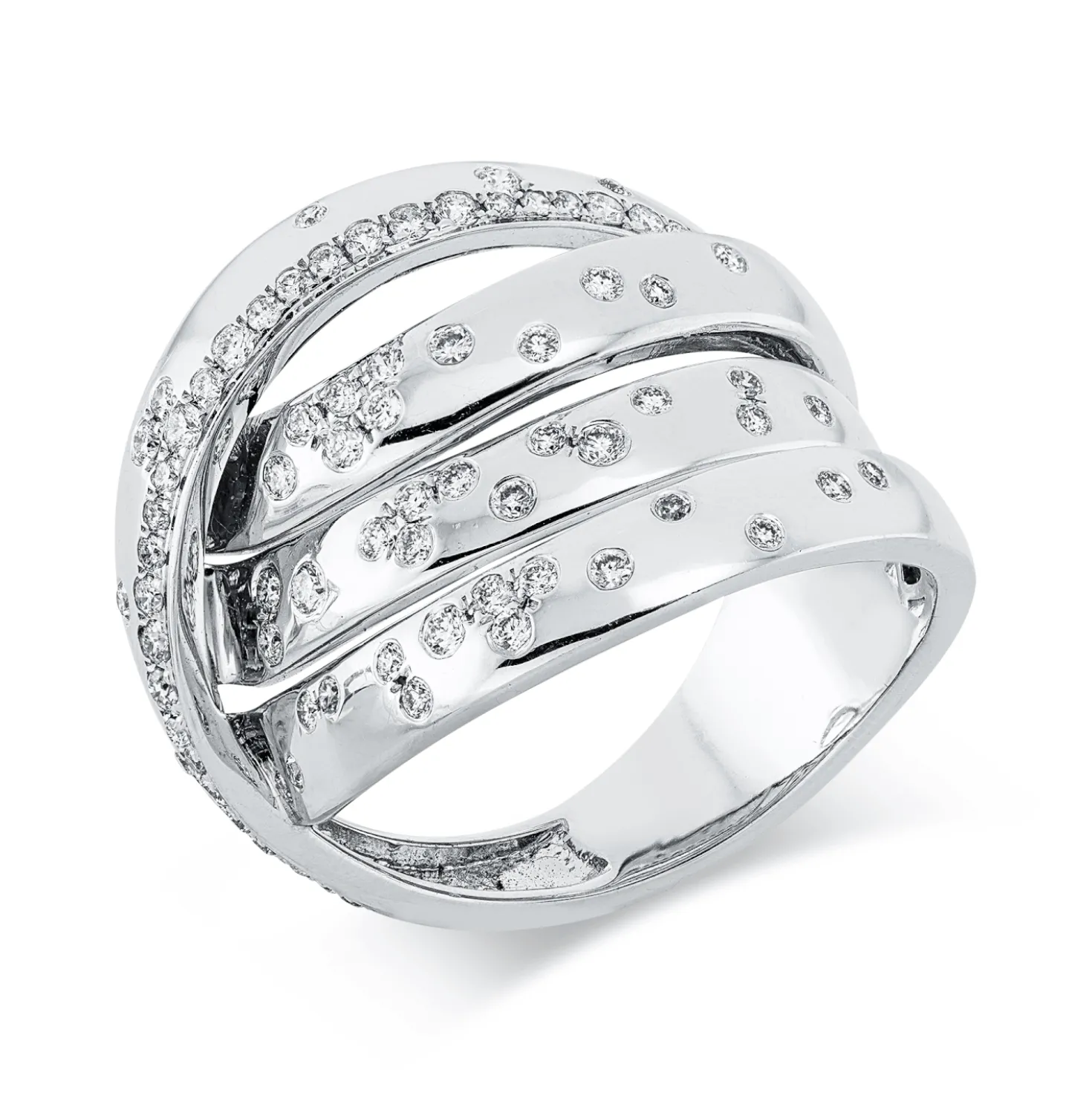 Ring aus 585 Gold Weißgold 78 Diamanten 0,62ct TW-SI B:17,7mm