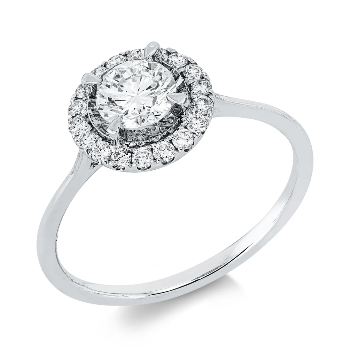 Ring aus 750 Gold Weißgold 19 Diamanten 0,72ct TW-SI B:9,1mm