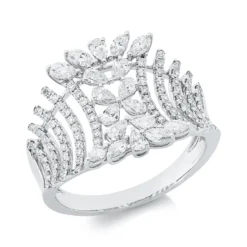 Ring aus 750 Gold Weißgold 104 Diamanten 0,97ct TW-SI B:15,3mm