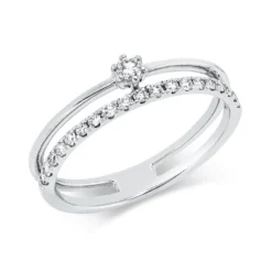 Ring aus 750 Gold Weißgold 20 Diamanten 0,25ct TW-SI B:4,5mm
