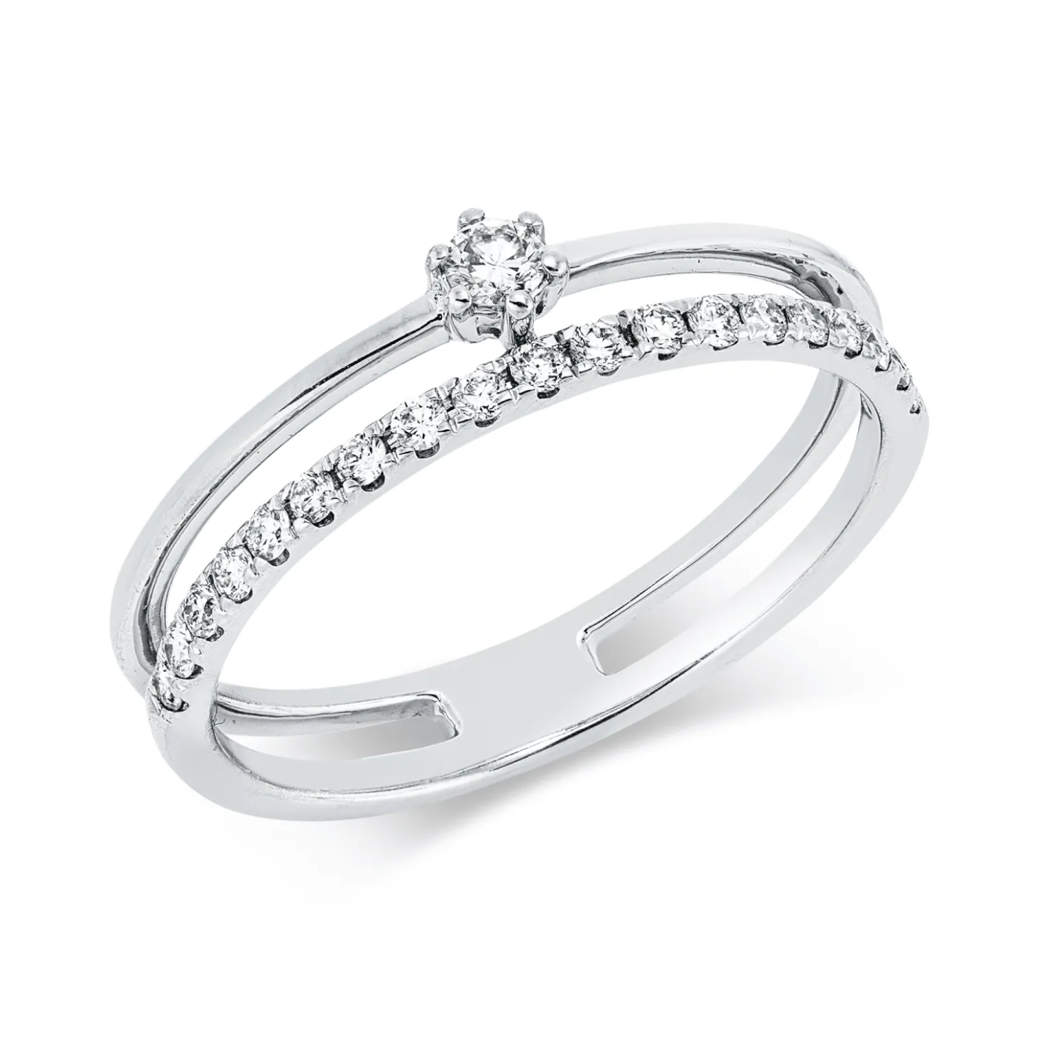 Ring aus 750 Gold Weißgold 20 Diamanten 0,25ct TW-SI B:4,5mm