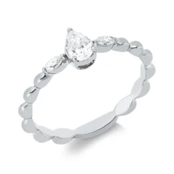 Ring aus 750 Gold Weißgold 3 Diamanten 0,32ct TW-SI B:5,8mm