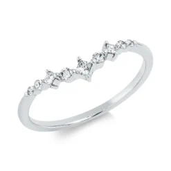 Ring aus 750 Gold Weißgold 9 Diamanten 0,13ct TW-PI B:16,2mm