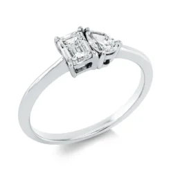Ring aus 750 Gold Weißgold 2 Diamanten 0,69ct F-VSI B:5,4mm