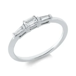 Ring aus 750 Gold Weißgold 3 Diamanten 0,32ct TW-SI B:3,1mm 4er-Krappe