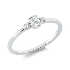 Ring aus 750 Gold Weißgold 3 Diamanten 0,23ct TW-SI B:4,3mm 4er-Krappe