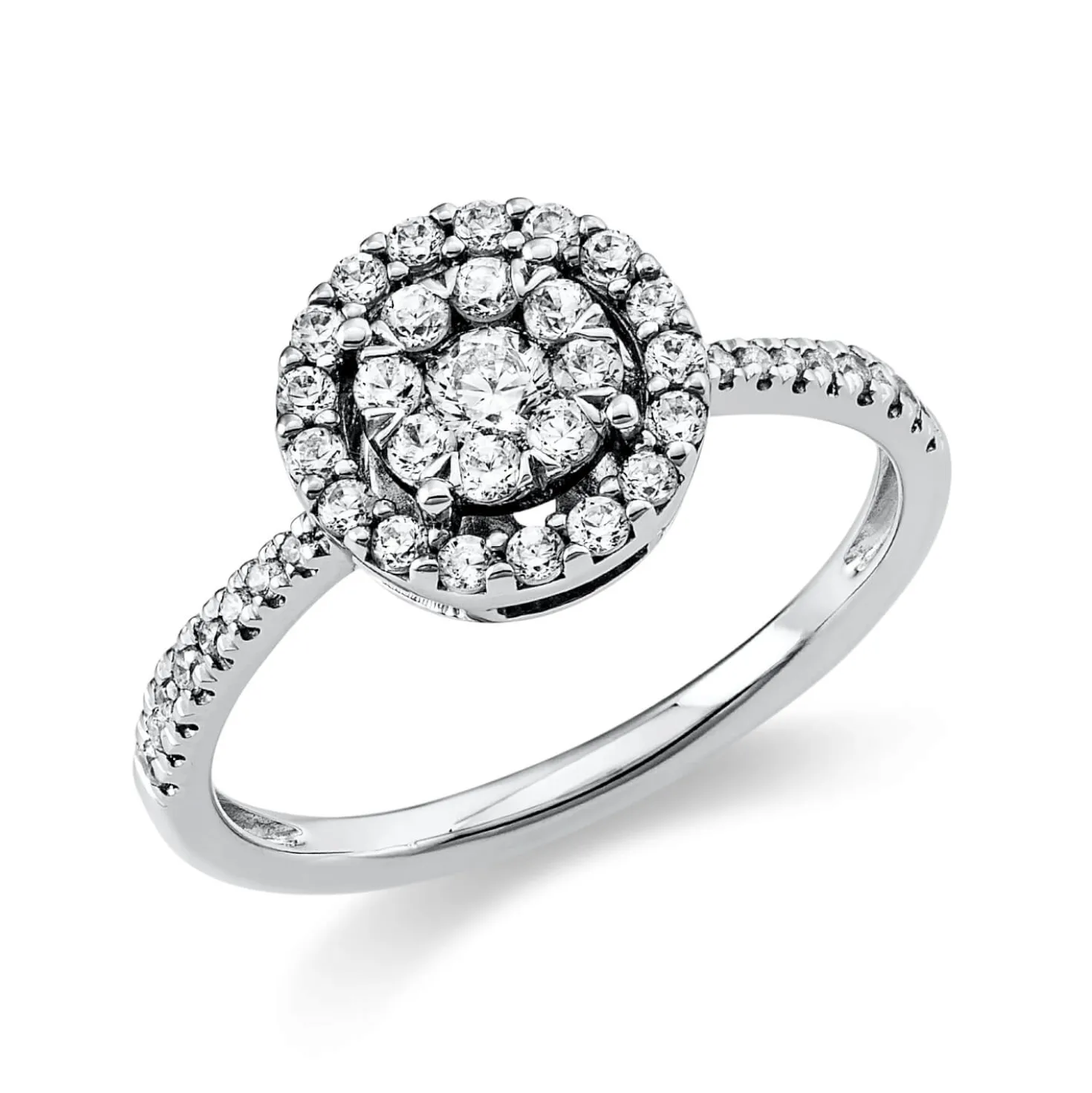 Ring aus 585 Gold Weißgold 42 Diamanten 0,5ct TW-SI Ø9mm