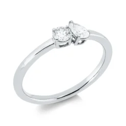 Ring aus 750 Gold Weißgold 2 Diamanten 0,28ct TW-SI B:4,6mm