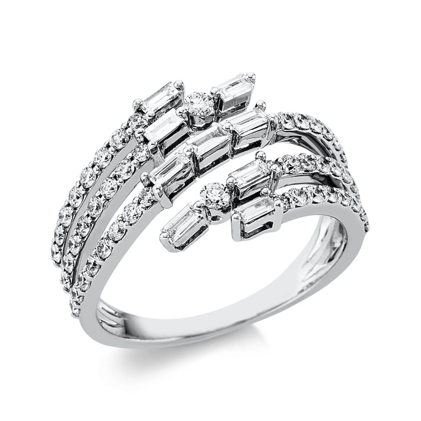 Ring aus 585 Gold Weißgold 59 Diamanten 0,91ct TW-VSI/SI B:12,1mm