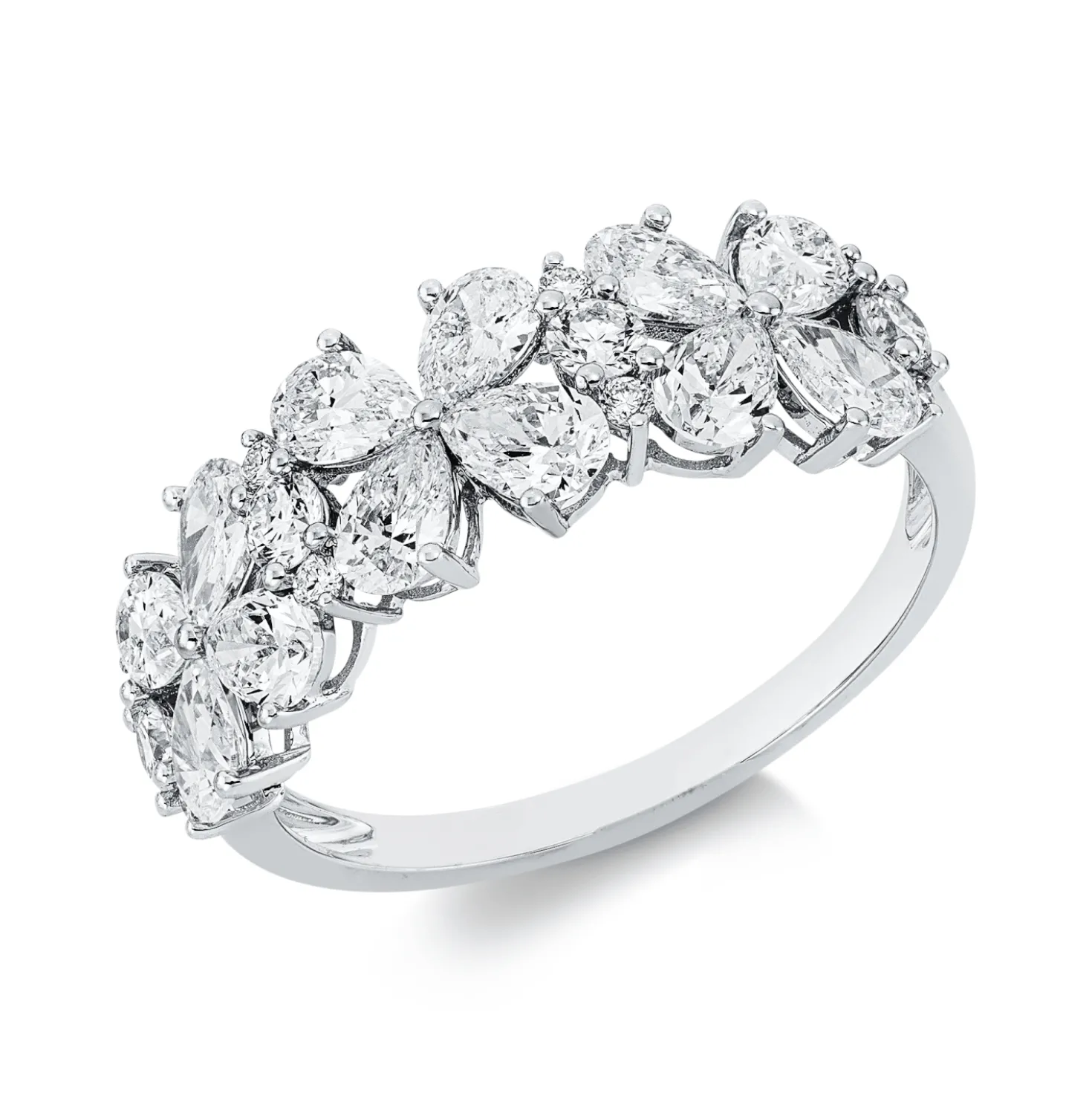 Ring aus 750 Gold Weißgold 24 Diamanten 1,82ct TW-SI B:7,3mm