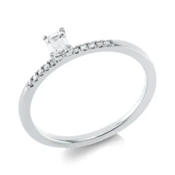 Ring aus 750 Gold Weißgold 11 Diamanten 0,27ct TW-SI B:4,4mm 4er-Krappe