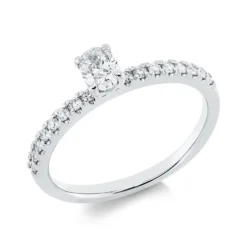 Ring aus 750 Gold Weißgold 17 Diamanten 0,46ct TW-SI B:4,9mm 4er-Krappe