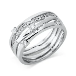 Ring aus 750 Gold Weißgold 32 Diamanten 0,39ct TW-SI B:7,3mm