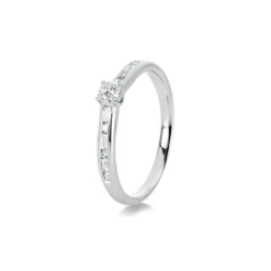 Ring aus 585 Gold Weißgold 13 Diamanten 0,34ct TW-SI B:2,6mm 4er-Krappe