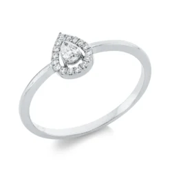 Ring aus 750 Gold Weißgold 17 Diamanten 0,14ct TW-SI B:7,2mm 3er-Krappe