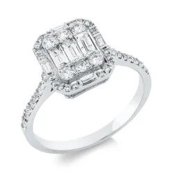 Ring aus 585 Gold Weißgold 49 Diamanten 0,76ct F-SI B:10,8mm