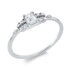 Ring aus 750 Gold Weißgold 11 Diamanten 0,32ct TW-SI B:4,5mm
