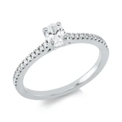 Ring aus 750 Gold Weißgold 25 Diamanten 0,44ct TW-SI B:5,3mm 4er-Krappe
