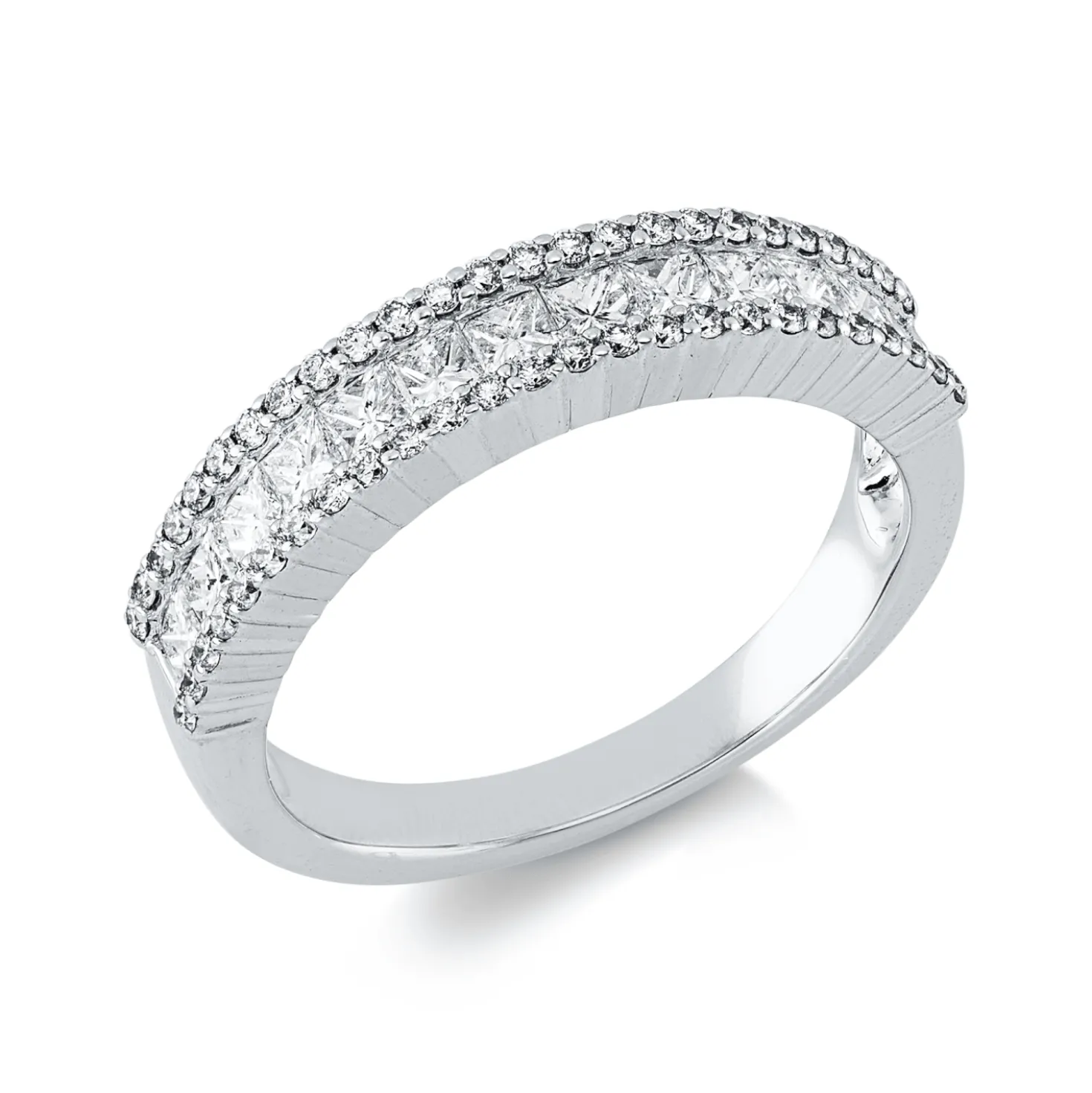 Ring aus 750 Gold Weißgold 63 Diamanten 0,84ct B:4,1mm