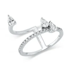 Ring aus 750 Gold Weißgold 22 Diamanten 0,6ct B:12,3mm