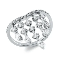 Ring aus 750 Gold Weißgold 35 Diamanten 0,96ct TW-SI B:21,4mm
